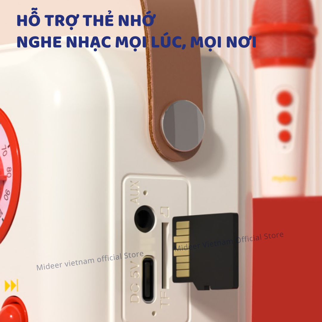 Loa karaoke mini bluetooth kèm mic cho bé Mideer versatile singalone microphone - Hàng chính hãng