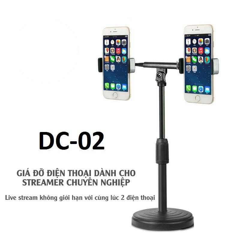 GIÁ ĐỠ ĐIỆN THOẠI , LIVESTREAM 2 ĐẦU DC-02