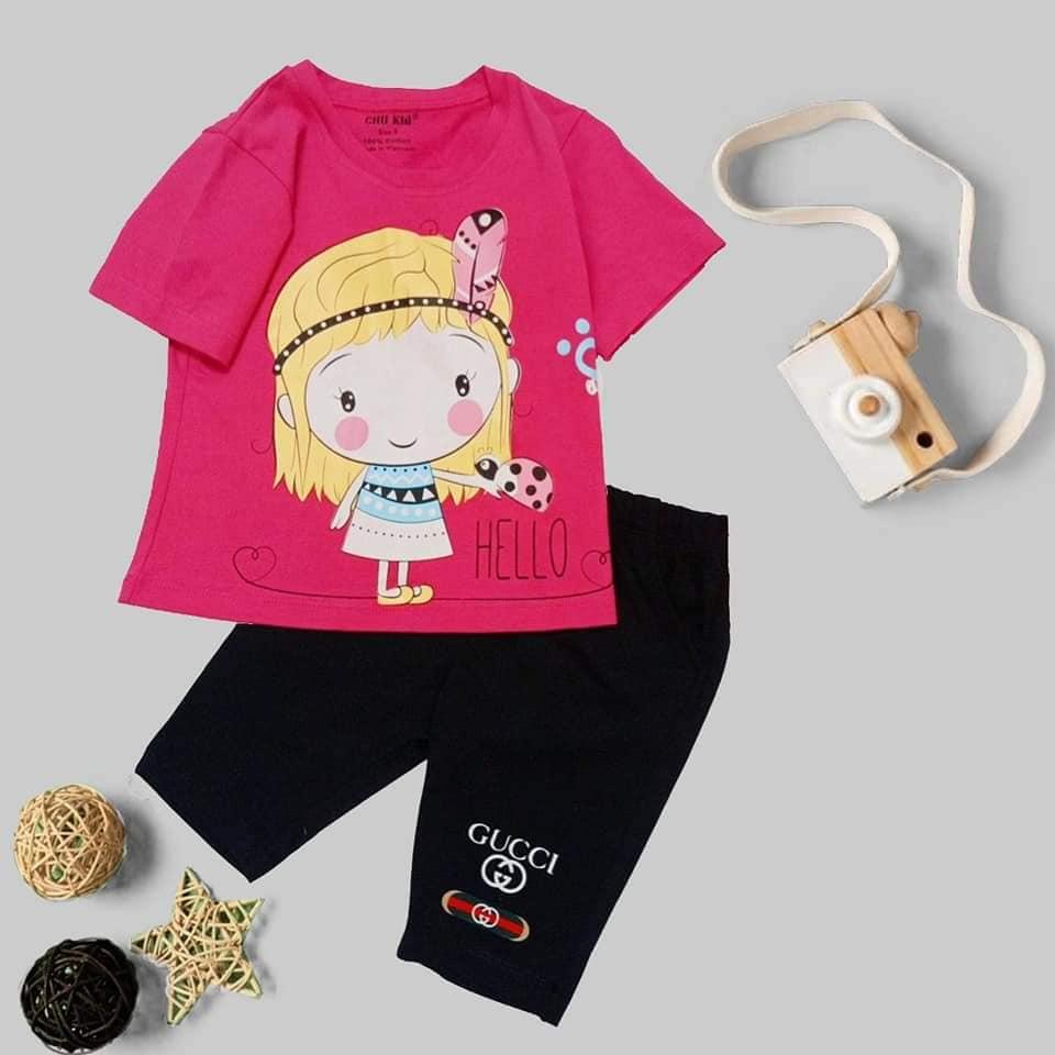 Đồ bộ bé gái size đại in hình công chúa dễ thương phong cách hàn quốc