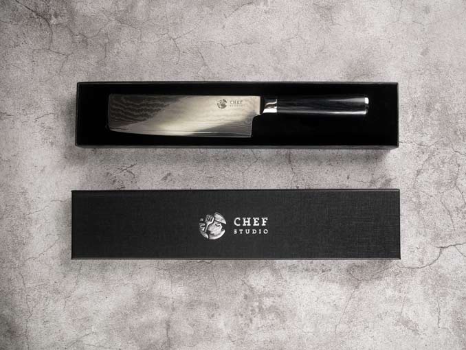 Dao Nakiri Chefstudio - Damascus Basic độ dài 17.3cm, chuyên dùng thái thịt cá, thái rau củ và gọt hoa quả