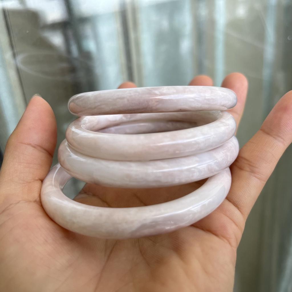 Vòng đá thật, ngọc thật bản tròn đũa màu trắng, hồng thanh lịch cho hàng hiếm xưởng nhà tự làm