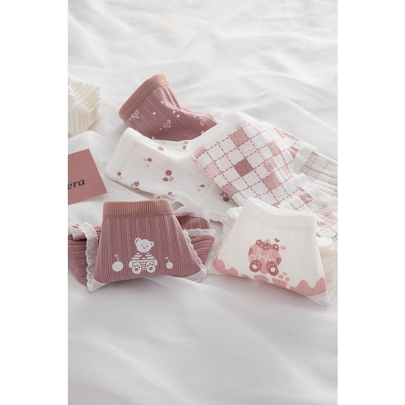 Quần Lót Nữ Cotton Hình Tim-Cherry Ngang Eo Thời Trang . Hàng Loại Đẹp.