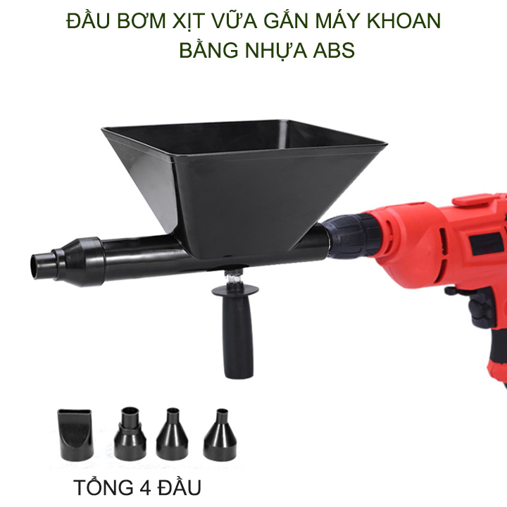 Đầu phun xịt vữa cầm tay gắn máy khoan thông minh tiện dụng, bằng nhựa ABS