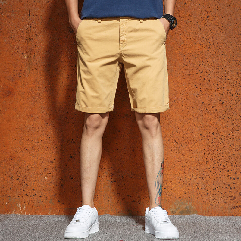 Summer men's cotton plus size shorts fashion solid color straight leg pants