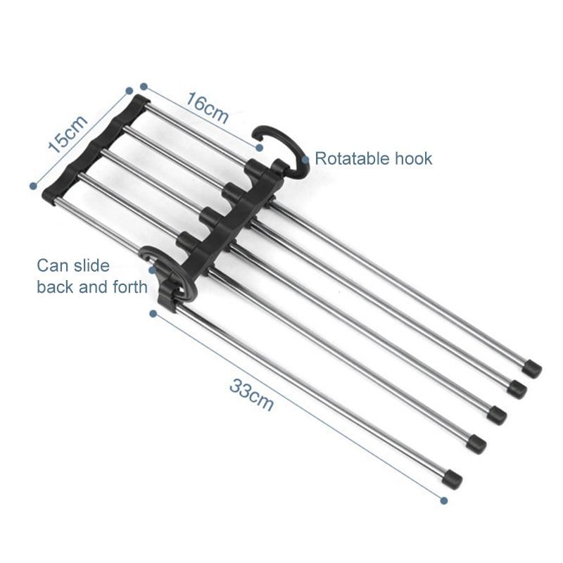 Hot Sale 5 In 1 Portable Multi-function Stainless Steel Pants Hanger Drying Rack Belt Storage Rack Space Saving Closet Organizer