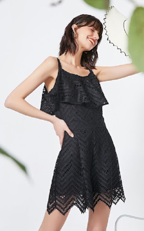 Bộ Áo Liền Quần Ren Cổ Xếp Nếp Phong Cách Cho Nữ