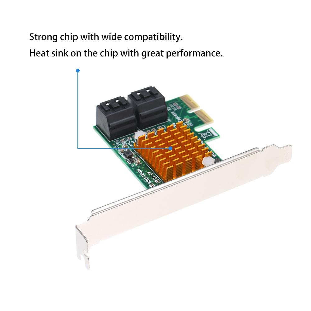 Bộ điều khiển cấp độ điều khiển PCI-E X2 đến 4 cổng SATA3 6Gbps Card Express Card SSD với đĩa CD trình điều khiển cho PC lớn và nhỏ