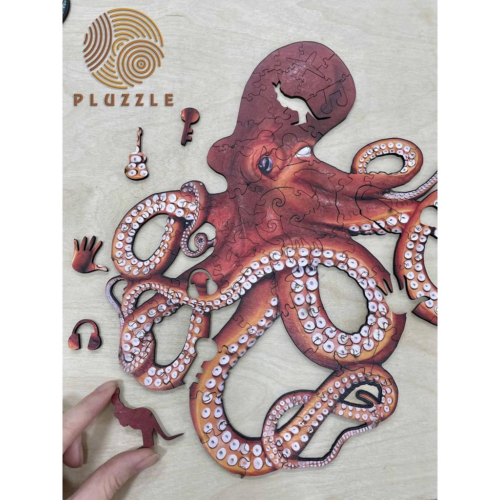 PLUZZLE Bộ xếp hình gỗ đồ chơi puzzle ghép hình con vật độc đáo - Bạch Tuộc – PZ034