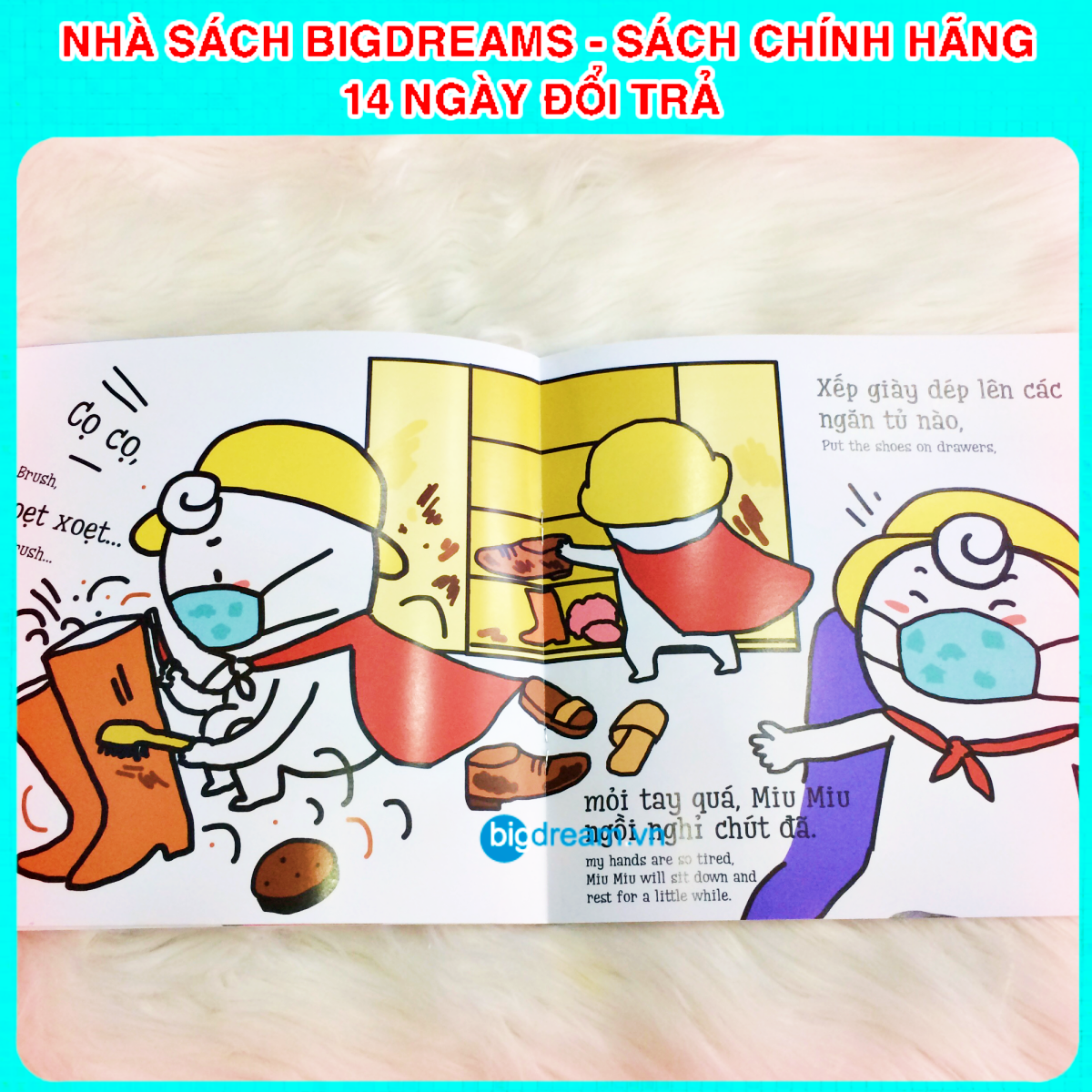 BẢN MỚI SONG NGỮ Miu Miu Tự Lập - Dọn Tủ Giày Ehon Kĩ Năng Sống Cho Bé 1-6 Tuổi (Phần 1) Miu miu hiểu chuyện Miu bé nhỏ