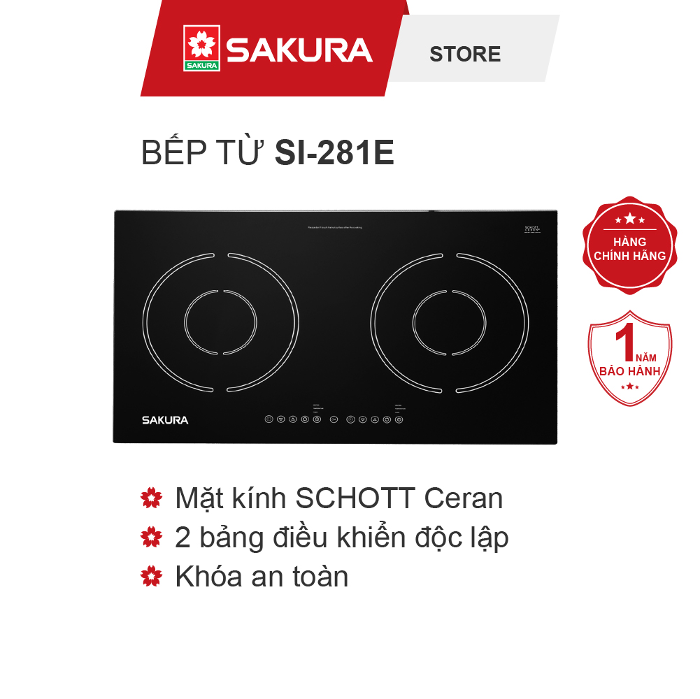 Bếp Từ Sakura SI-281E 2800W Mặt Kính SCHOTT Ceran Cao Cấp Hàng Chính Hãng