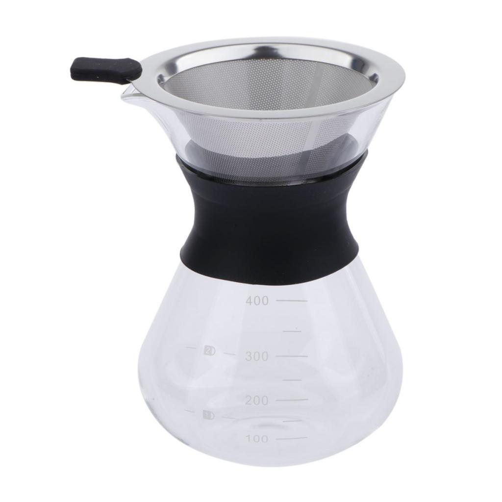 Coffee Maker Set Pour Over Hand Drip Pot + Cone Coffee Dripper Filter Net