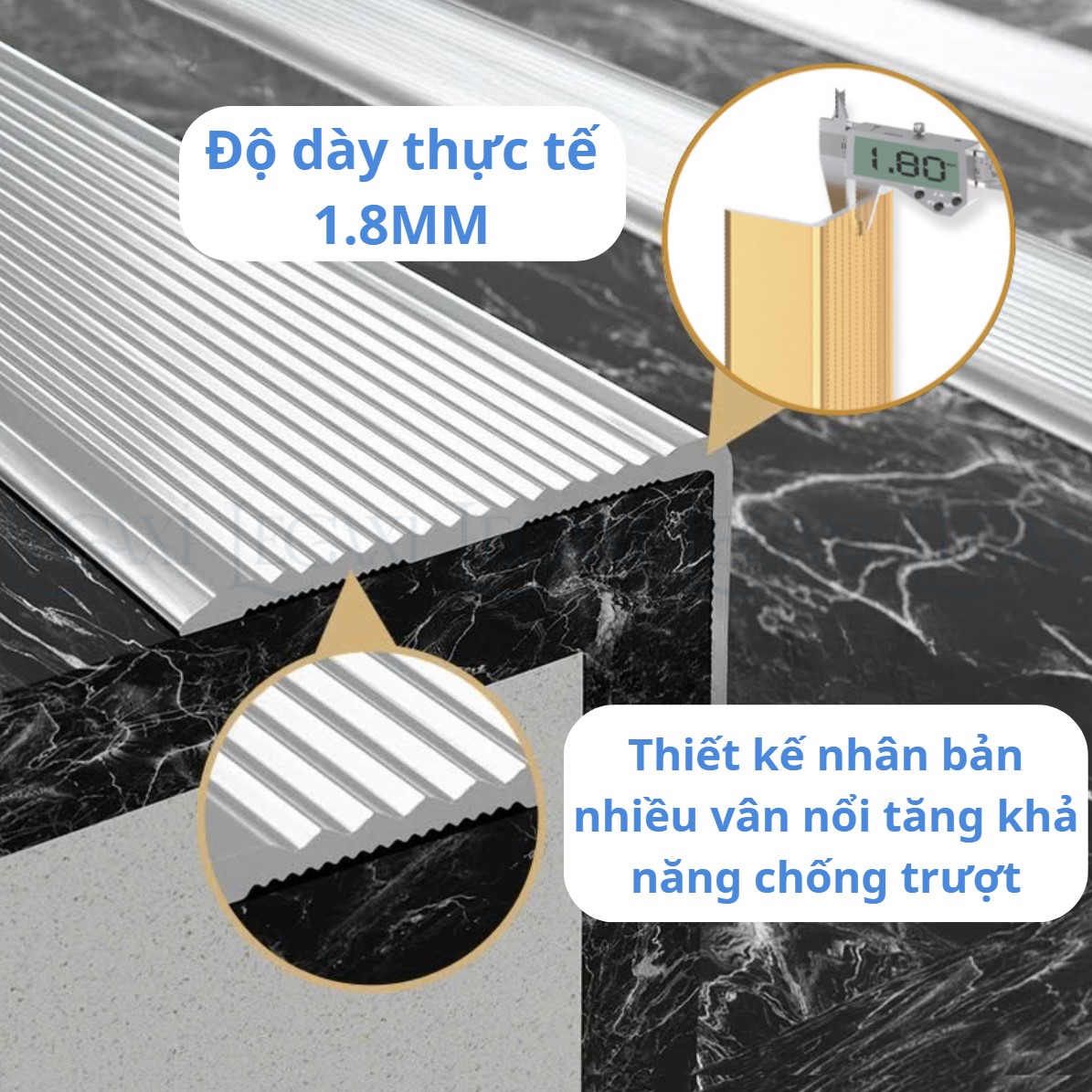 Nẹp Nhôm Chống Trơn Trượt Cầu Thang Chữ L Chống Thấm Nước, Té Ngã An Toàn Cho Trẻ Em, Người Lớn