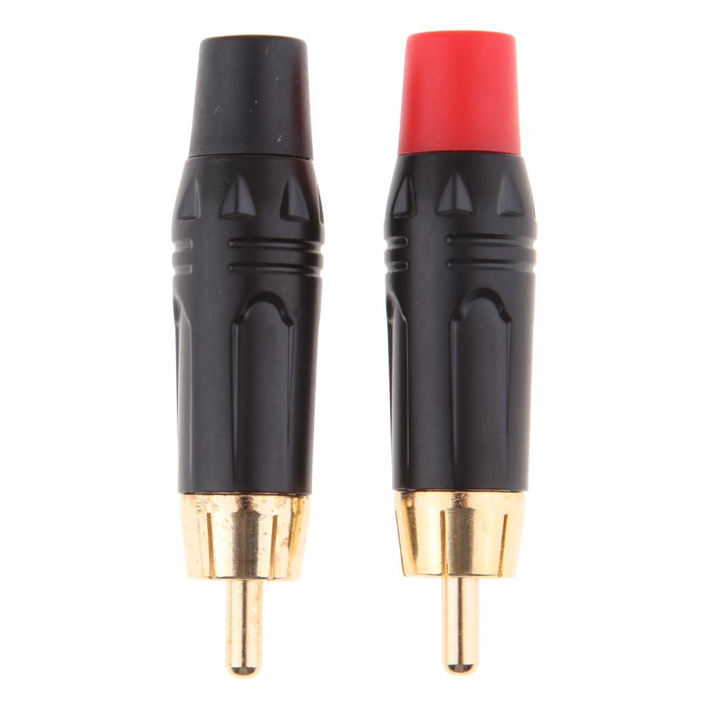 Gold Plated RCA Male+Female Plug Adapter Audio Cable Connector Speaker Plug