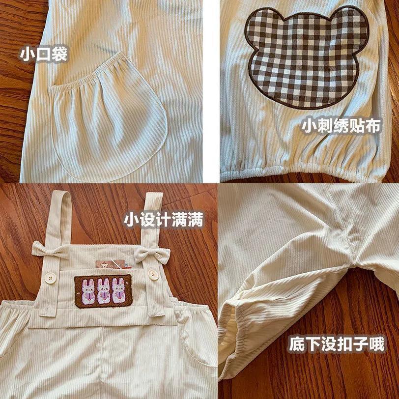 Quần Yếm Vải Nhung Mềm Dáng Rộng Phong Cách Retro Nhật Hàn Thời Trang Xuân Thu Cho Nữ