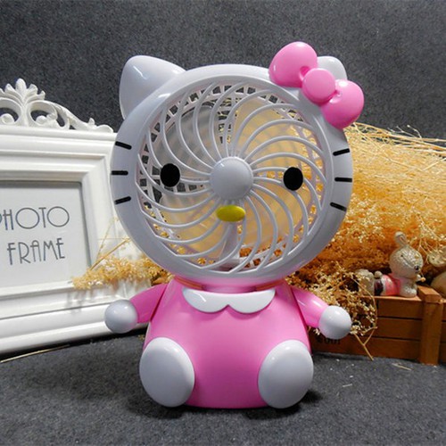 Quạt Sạc Mini Hình Hello Kitty Cho Bé, Thiết Kế Nhỏ Gọn Dễ Thương, Dễ Dàng Di Chuyển Theo Mùa Du Lịch