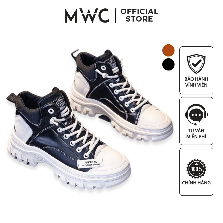 Giày Thể Thao Nữ thời trang MWC giày sneaker da cổ cao phối màu cá tính trẻ trung NUTT- 0603