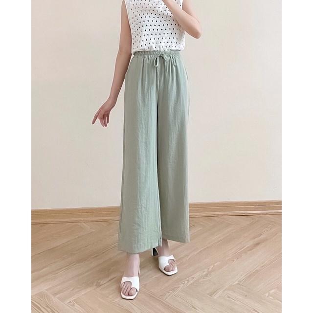 Quần suông nữ culottes đũi chun bụng buộc dây 72q04 by germe