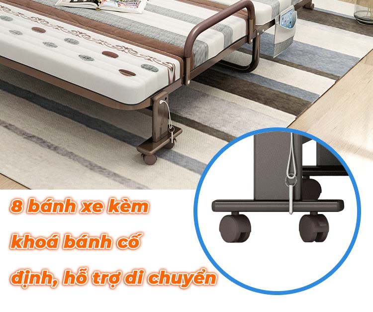 Giường ngủ gấp gọn tiện lợi Belto màu nâu, Có thể gấp đôi cất gọn, Rộng 80/90Cm, Chính Hãng NIKITA