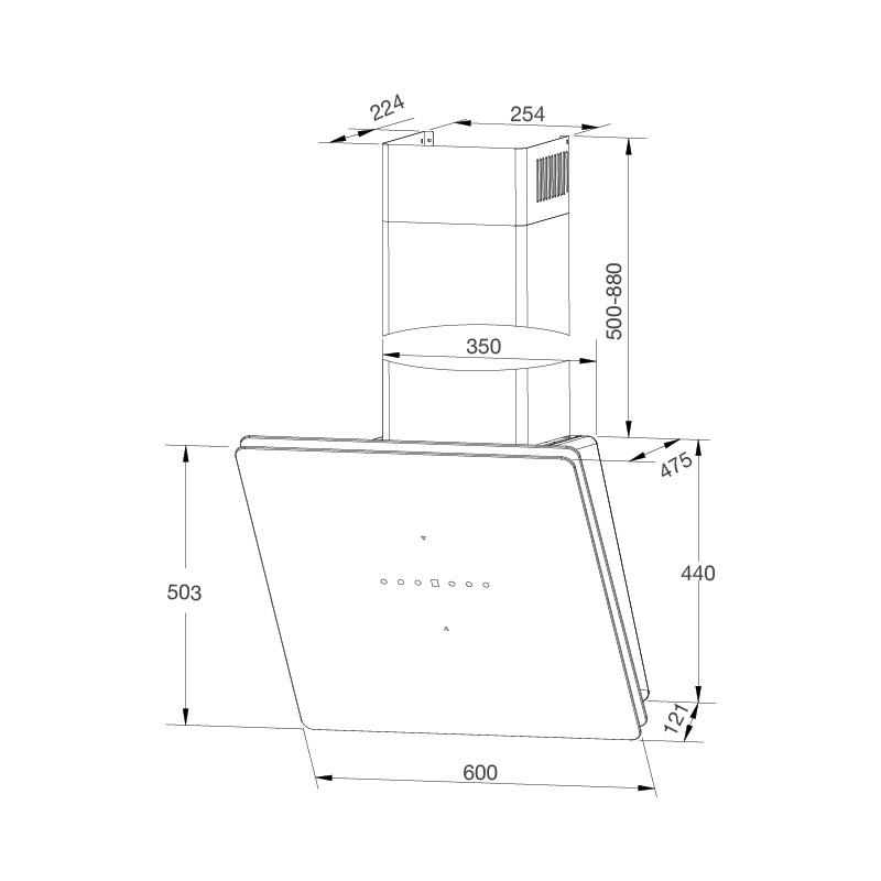 Máy Hút Mùi Malloca MC 60GT-B - Công Suất Hút 750 m3/h - Ngang 60cm - Hàng Chính Hãng