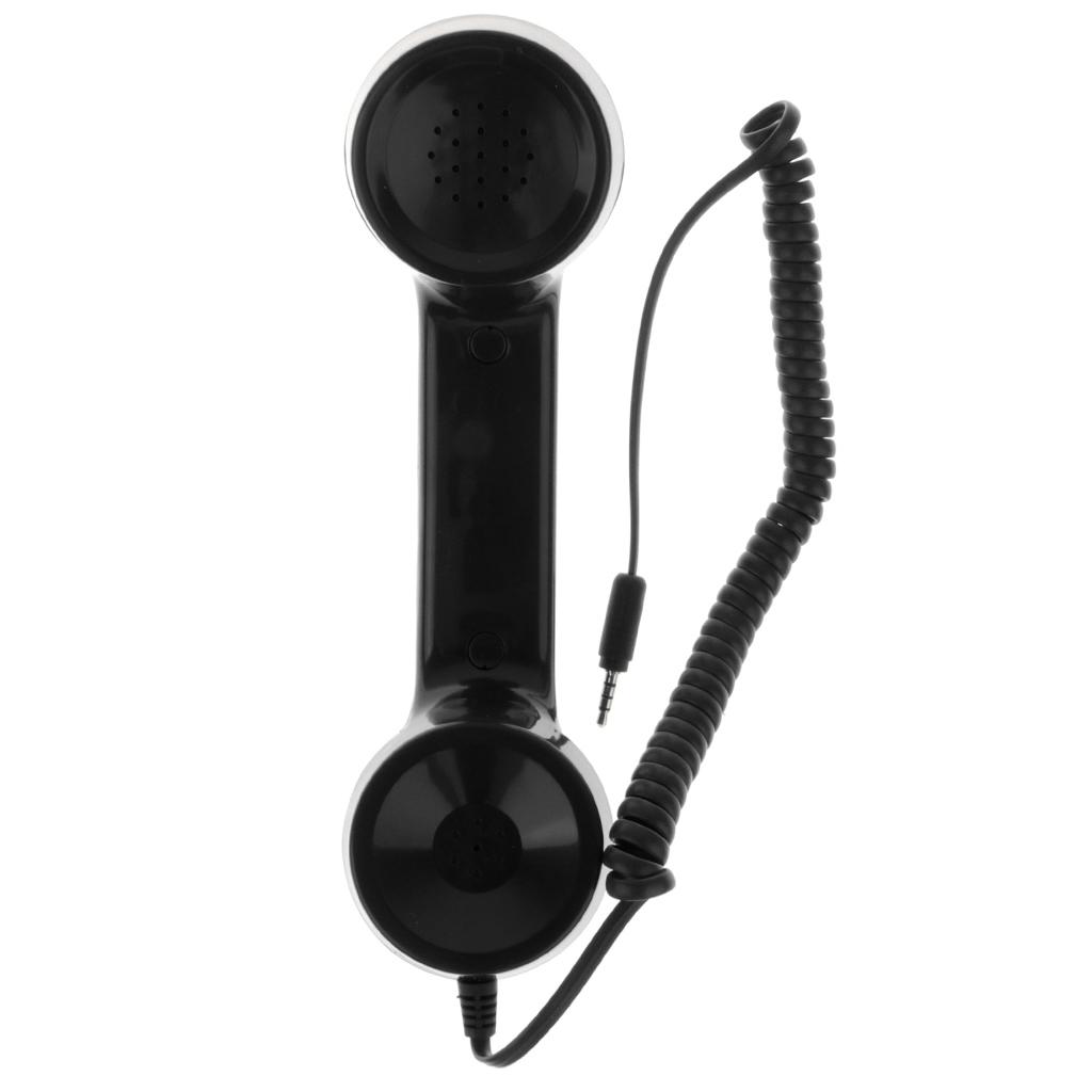 2x3.5 Mm Microphone Retro Mobile Phone Handset Telephone Classic Receiver Black