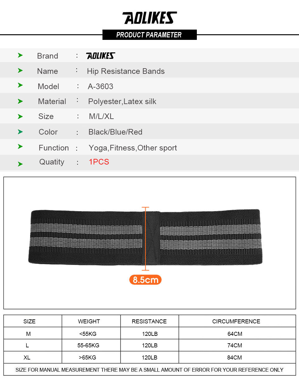 Dây kháng lực tập cơ mông đùi Hip Resistance Bands AOLIKES YE-3603