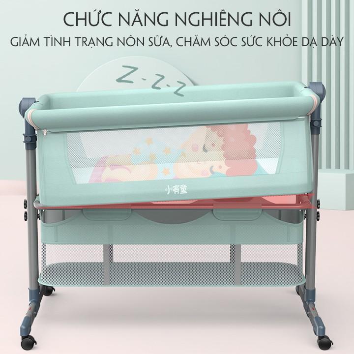 Nôi cũi trẻ em, nôi vải cho bé từ sơ sinh. Có màn, có thể ghép cạnh giường cha mẹ, gấp gọn, giỏ đựng đồ tầng dưới
