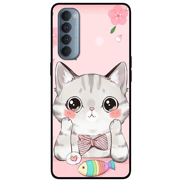 Ốp lưng dành cho Reno 4 Pro mẫu Mèo Hồng Ăn Cá