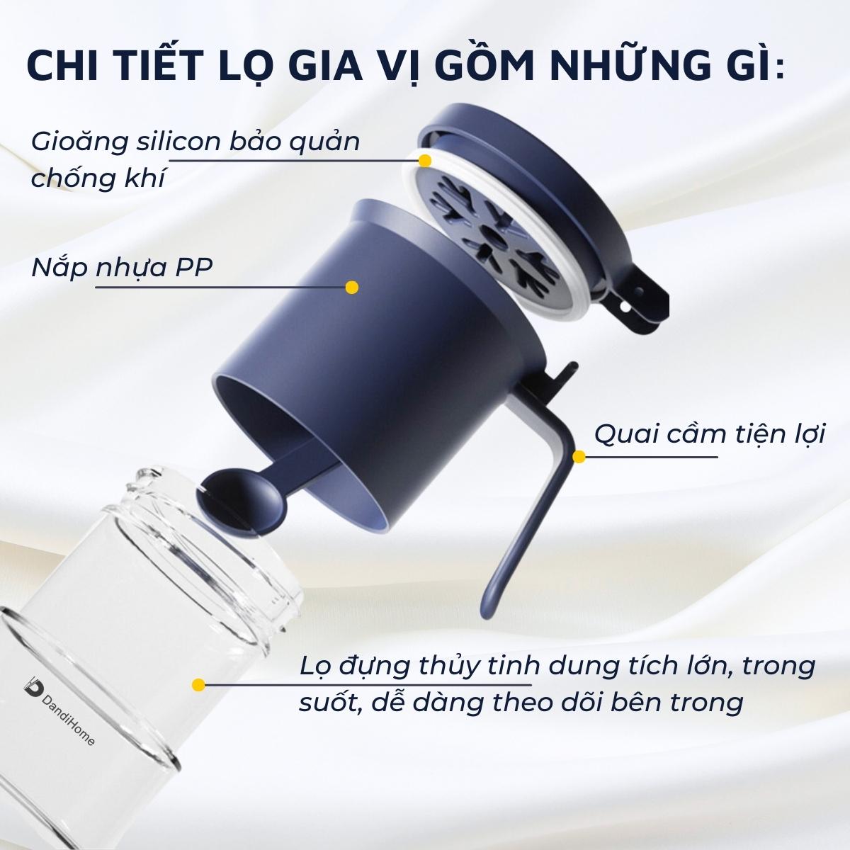 Lọ đựng gia vị, hũ đựng gia vị thủy tinh và nhựa PP DandiHome sang trọng, bền, đẹp, tiện lợi