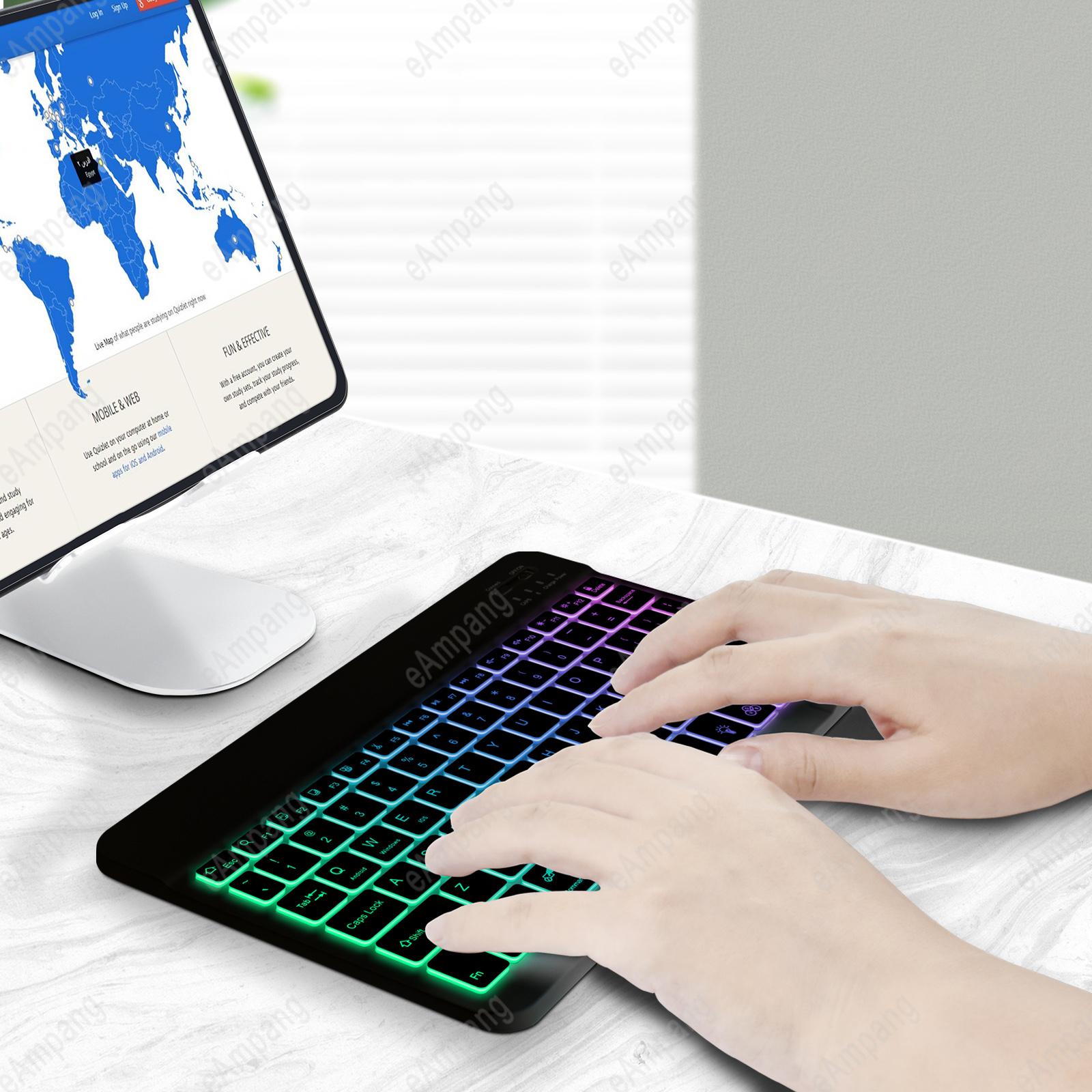 Đèn Nền Bàn Di Chuột Bàn Phím Cho iPad Máy Tính Bảng Điện Thoại Android IOS Windows Bàn Di Chuột Tiếng Anh Nga Tây Ban Nha Hàn Quốc Tiếng Ả Rập Bàn Phím
