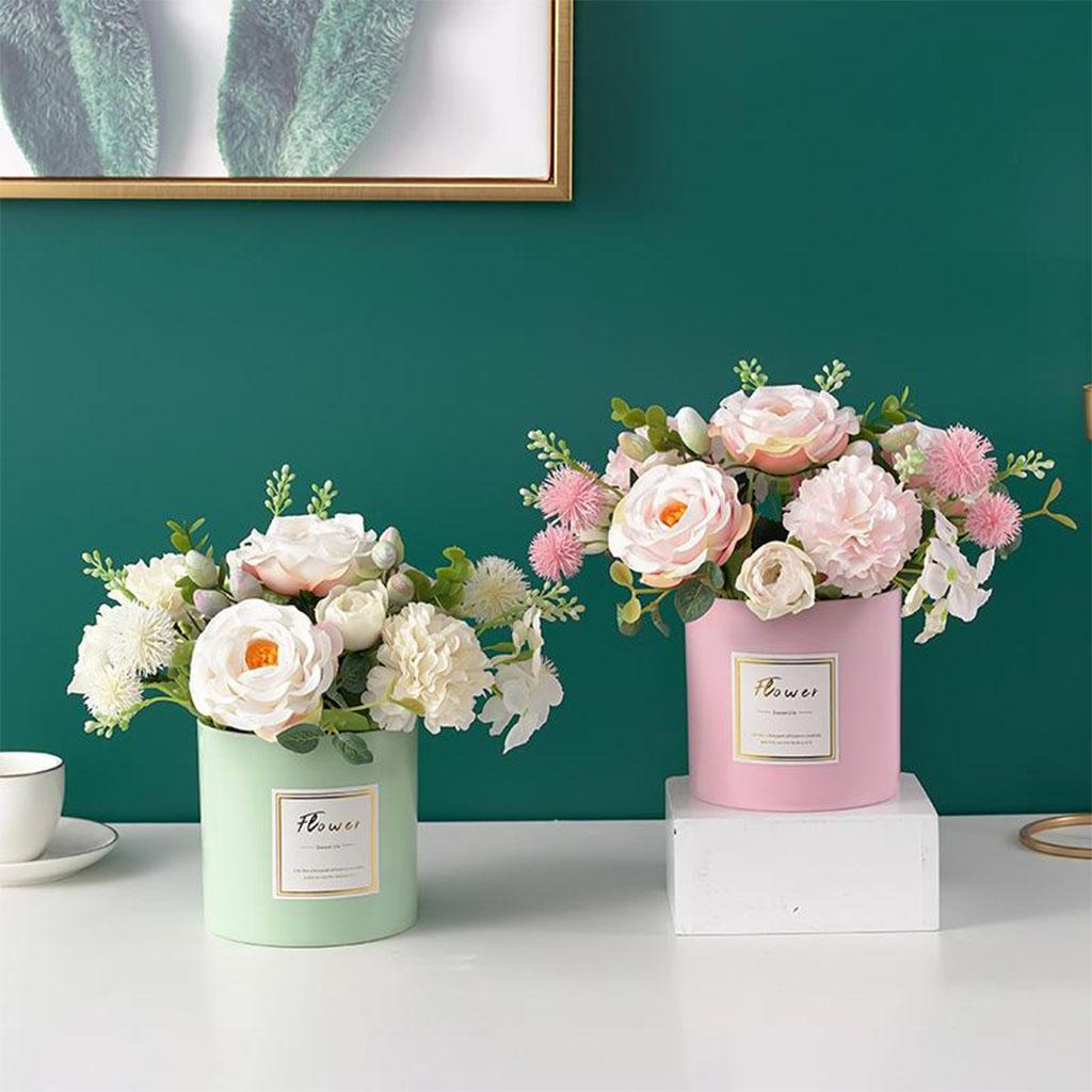 Artificial Flower Plants False Faux Fake Flowers in Vase Decorative with Pot Garden Home Office Table Party Decor