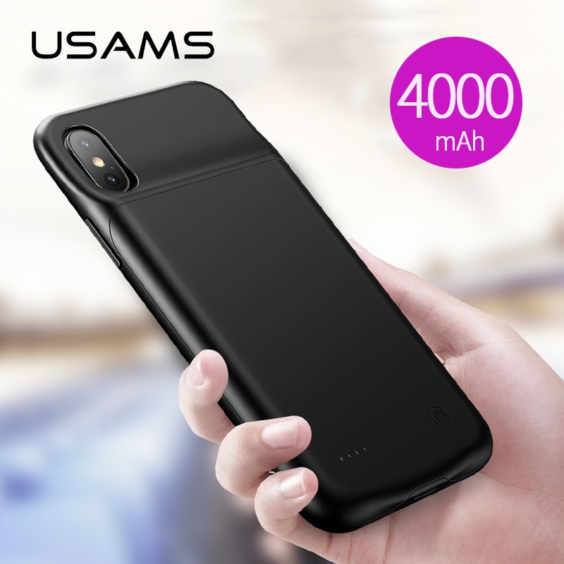 Ốp lưng siêu mỏng kiêm Pin sạc dự phòng 4000 mAh cho iPhone XS Max hiệu Usams  Rechargeable Back Case (thiết kế siêu mỏng, bảo vệ toàn diện, trang bị chip sạc thông minh) - Hàng chính hãng