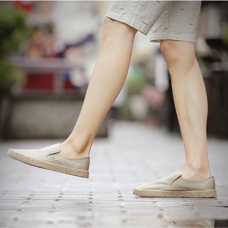 Slip on nam - Giày lười vải nam cao cấp thương hiệu 3768 - Vải thô 4 màu (đen), (khaki), (Xanh), (Đỏ) - Mã SP 616C