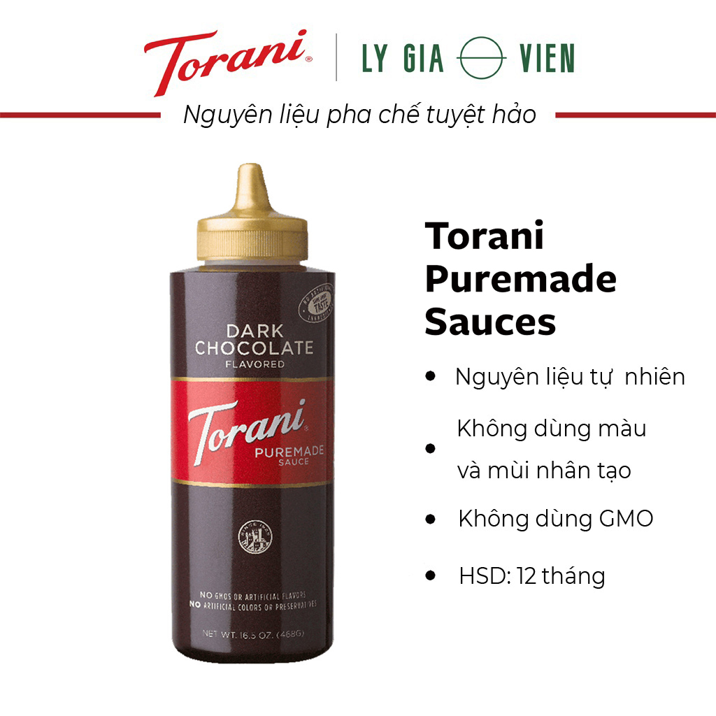 Sốt Socola Đen Torani Puremade Dark Chocolate Flavored Sauce 468gram Mỹ