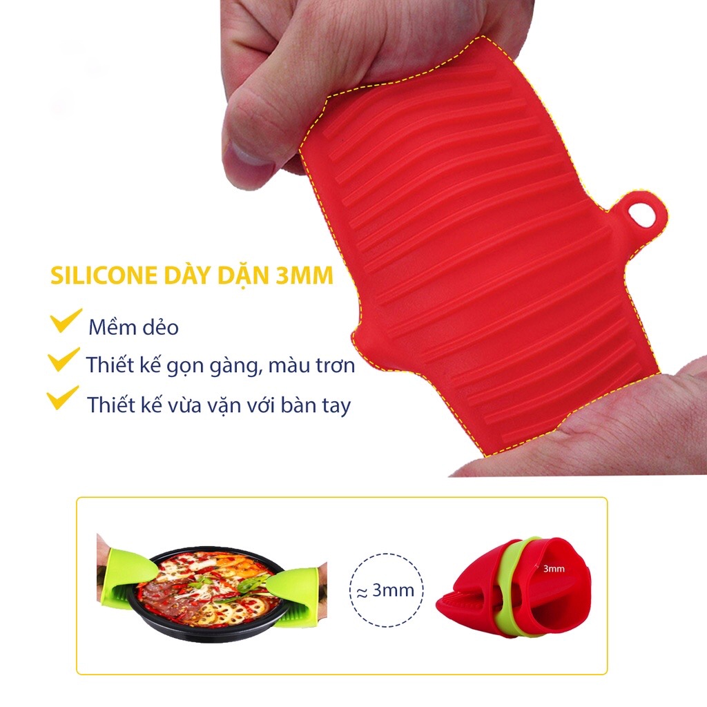 Miếng nhấc nồi silicon chịu nhiệt tốt , miếng lót bắc nồi chống nóng có móc treo, miếng lót tay bắc xoong