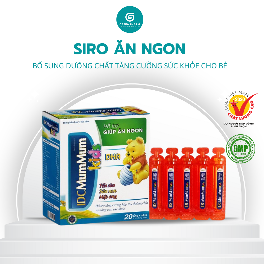 Siro ăn ngon IDC Mum Mum siro ăn ngon ngủ ngon tiêu hóa siro giúp bé ăn ngon nhập khẩu Mỹ hộp 20 ống