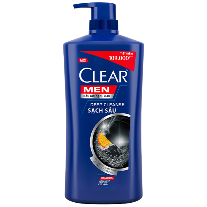 Dầu Gội Đầu Clear Men Deep Cleanse Than Hoạt Tính Đánh Bay Gàu, Ngứa Và Vi Khuẩn Dưỡng Tóc Khỏi Khói Bụi 900G