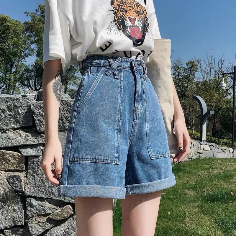 Quần Short Jeans Nữ Lưng Cao Phối Túi - 278