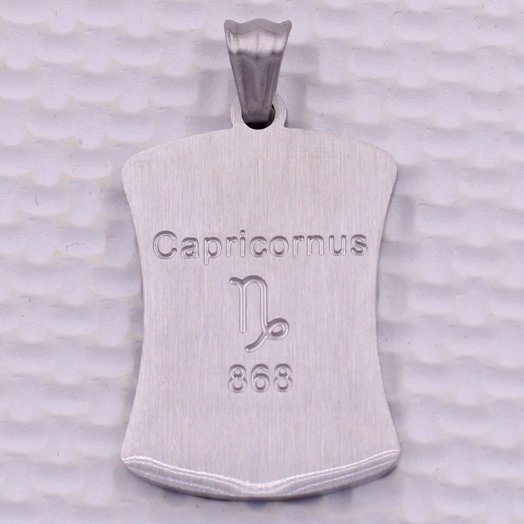 Mặt dây chuyền cung Ma Kết - Capricorn inox kèm vòng cổ dây cao su đen, Cung hoàng đạo