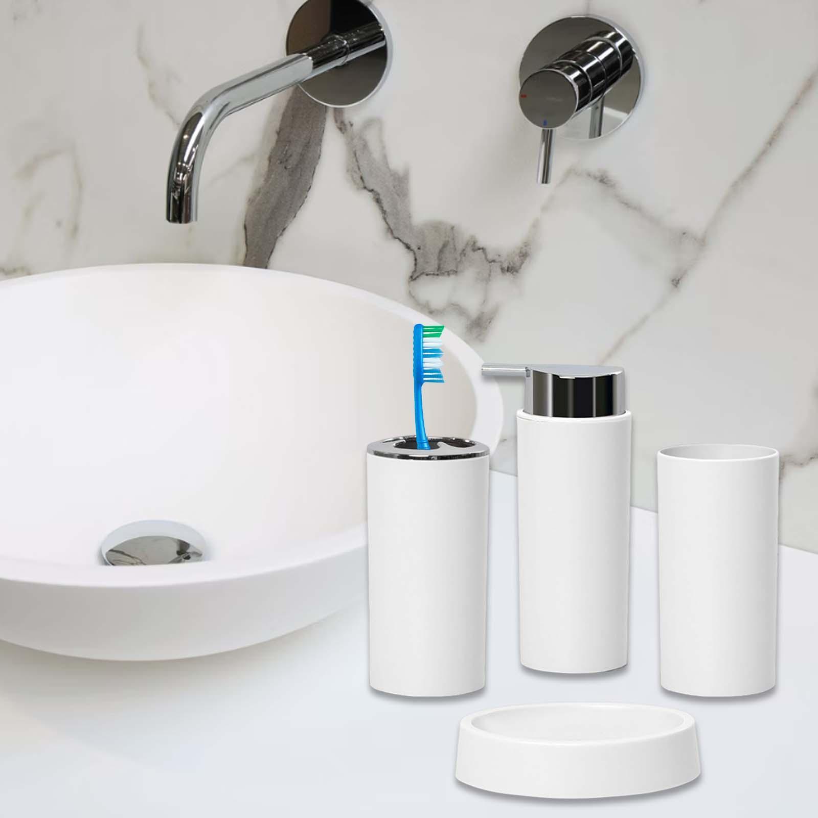 4 Pieces Plastic Bathroom Accessories Set for Countertop Bathroom Toilet