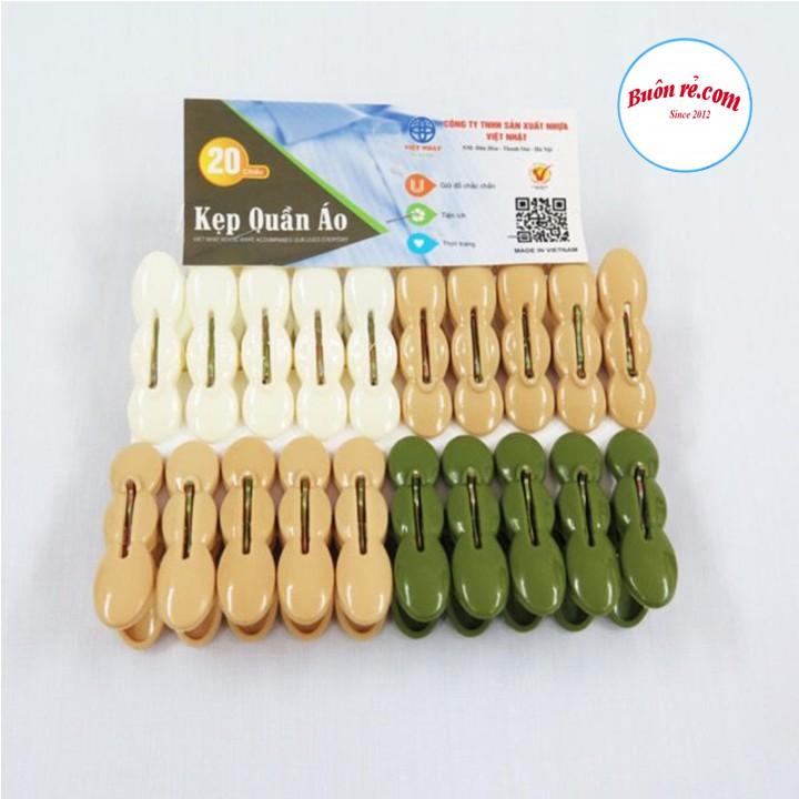 Vỉ 20 kẹp quần áo củ lạc nhựa Việt Nhật , Kẹp củ lạc phơi đồ tiện ích