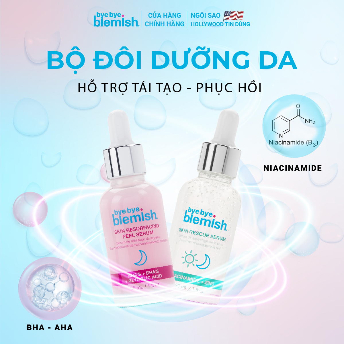 Tinh chất Peel da AHA + BHA giúp tái tạo, mờ thâm, mịn màng da Bye Bye Blemish Skin Resurfacing Peel Serum 30ml