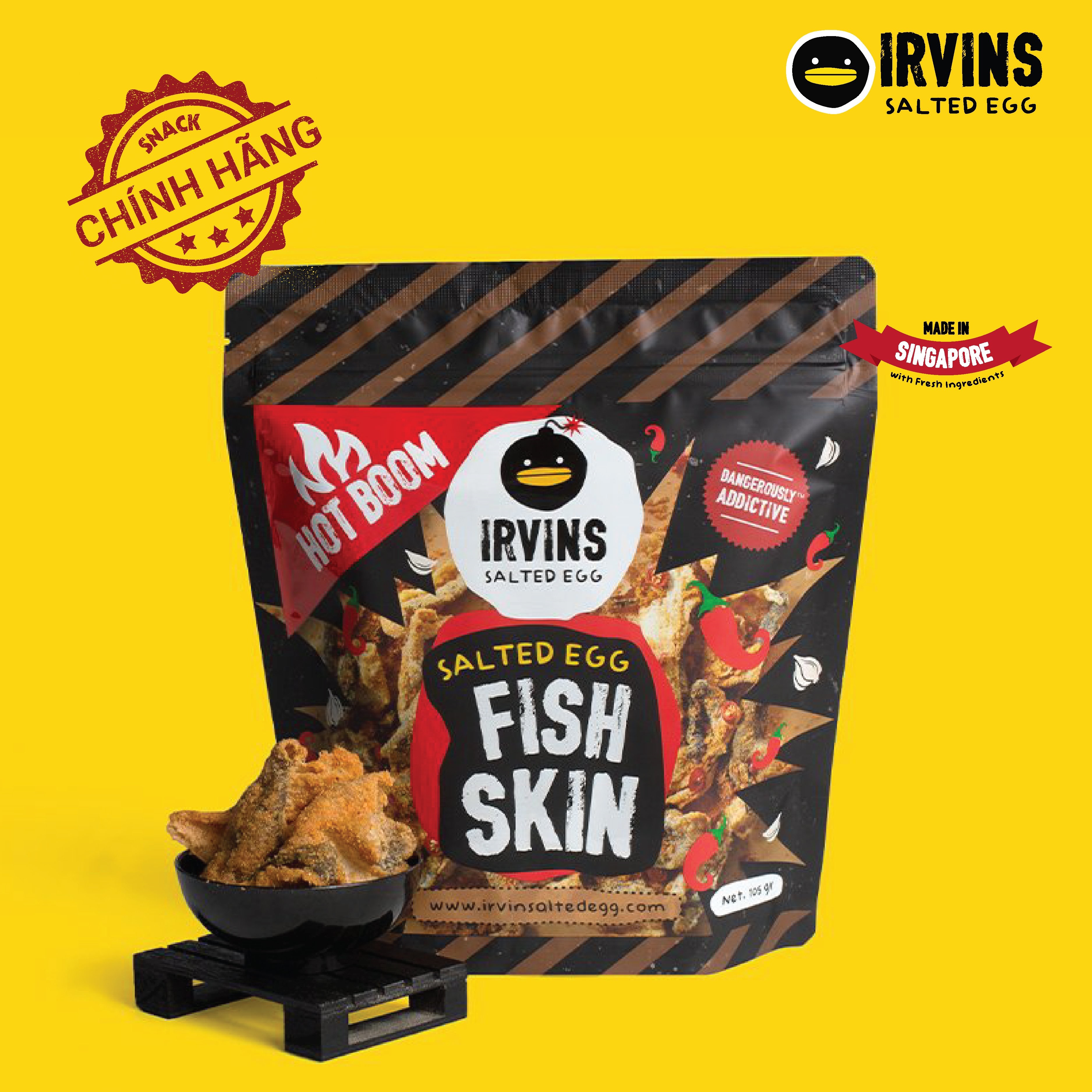 Da cá trứng muối cay 105g IRVINS - Small Hotboom Salted Egg Fish Skin