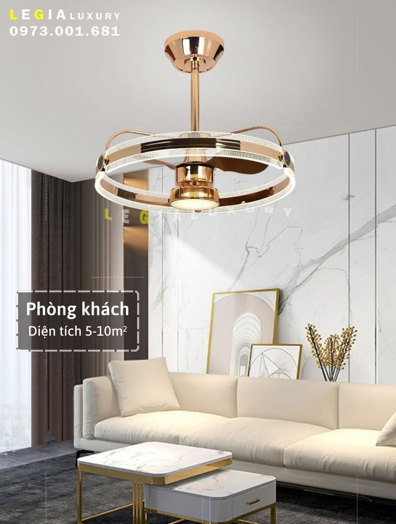 Quạt trần cao cấp LÊ GIA VENUS002 | Quạt trần pha lê luxury trang trí phòng khách | Quạt trần hiện đại có đèn cho spa biệt thự | Quạt trần đèn LED thiết kế sang trọng cao cấp { Hàng Chính Hãng }