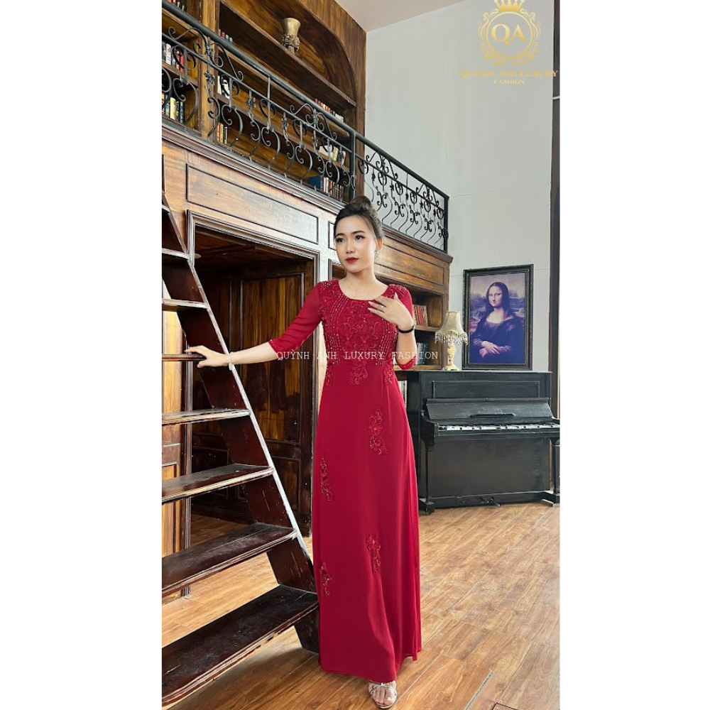 ÁO DÀI DẠ HỘI TRUNG NIÊN LUXURY SAPPHIRE DRESS