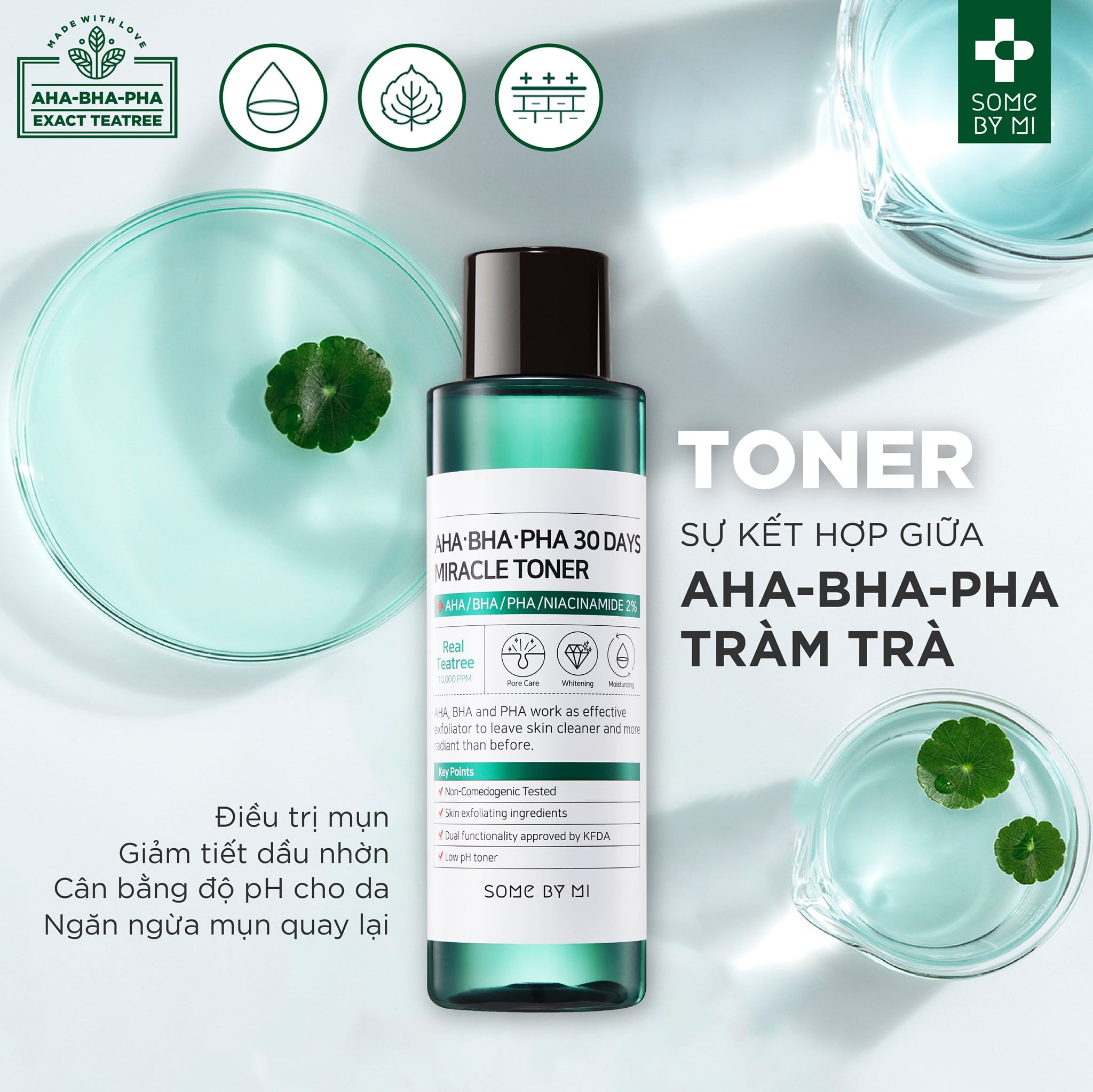 Bộ 5 Sản Phẩm Giảm Mụn Sáng Da Some By Mi AHA-BHA-PHA 30 Days Miracle (Sữa rửa mặt Bye Bye 120g + Toner 150ml + Serum 50ml + Kem 60g + Kem chống nắng 50ml) Tặng 1 Mặt Nạ Sexylook