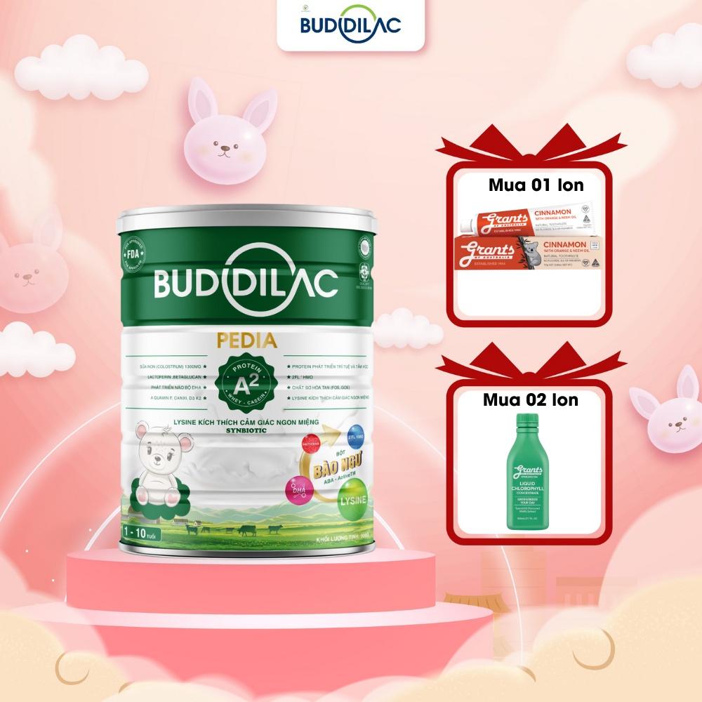 Sữa Bột BUDDILAC Pedia Giúp Bé Ăn Ngon, Tăng Cường Miễn Dịch Phát Triển Toàn Diện lon 900gr