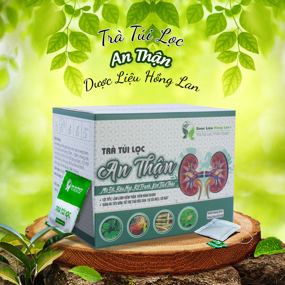 Trà An Thận - Bổ Thận túi lọc hộp 60g Dược Liệu Hồng Lan Lợi tiểu, hỗ trợ thải độc gan, trị sỏi niệu, sỏi mật,...