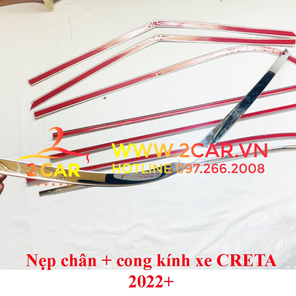 Hình ảnh Nẹp viền chân kính, Nẹp cong kính xe Hyundai Creta 2022- 2023 Hàng inox cao cấp