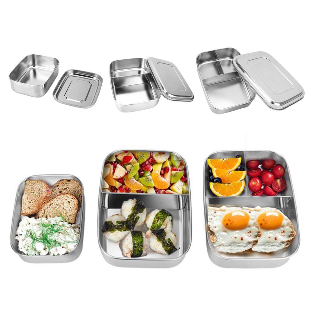 Portable Stainless Steel Bento Lunch Box Dinner Snacks Food Container