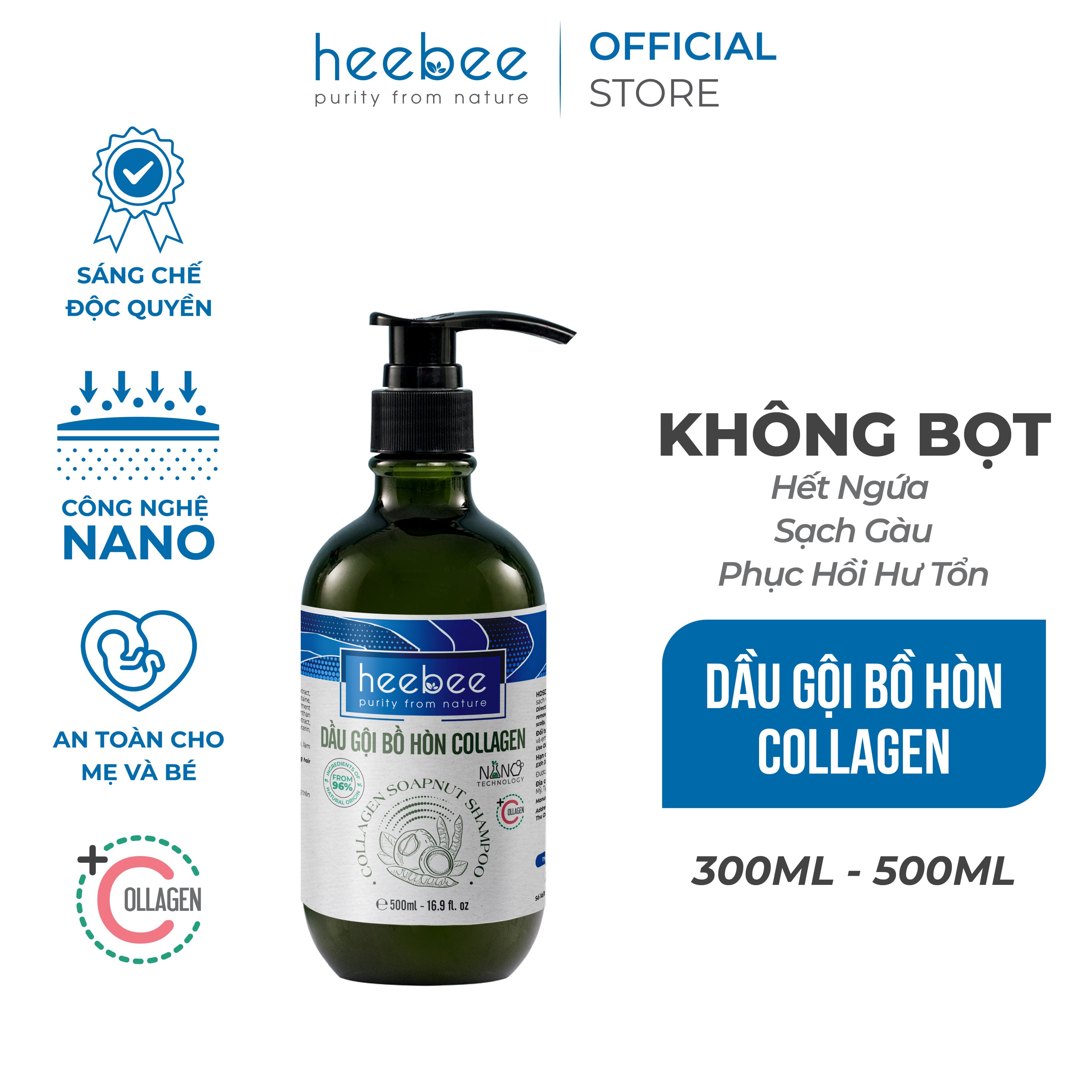 Dầu gội Bồ Hòn Collagen phục hồi tóc hư tổn, ngăn gàu, giảm ngứa - Soapnut Shampoo